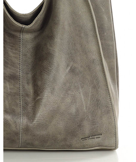 MARCO MAZZINI Veľká kožená shopper taška | šedá