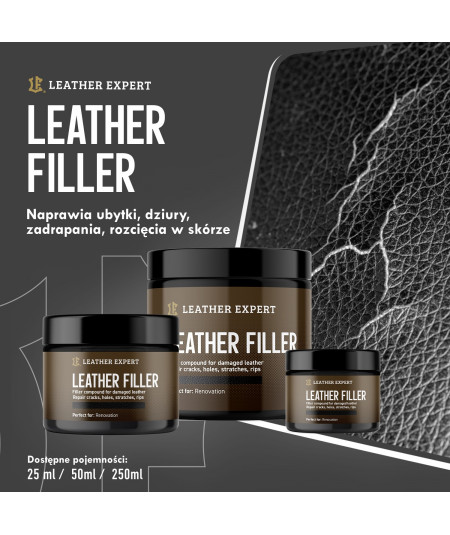 Leather Filler – čierny tmel na kožu 50 ml Leather Expert LE-10-FB50