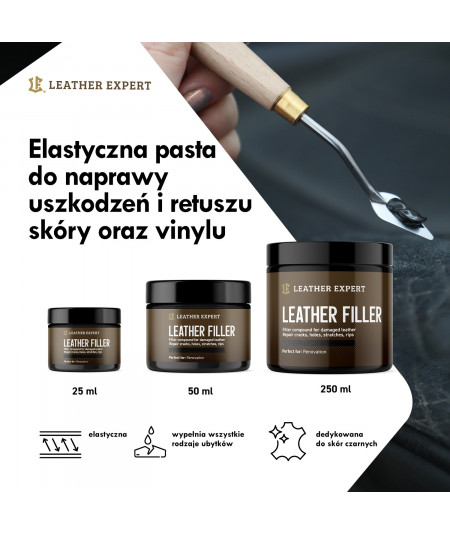 Leather Filler – čierny tmel na kožu 50 ml Leather Expert LE-10-FB50